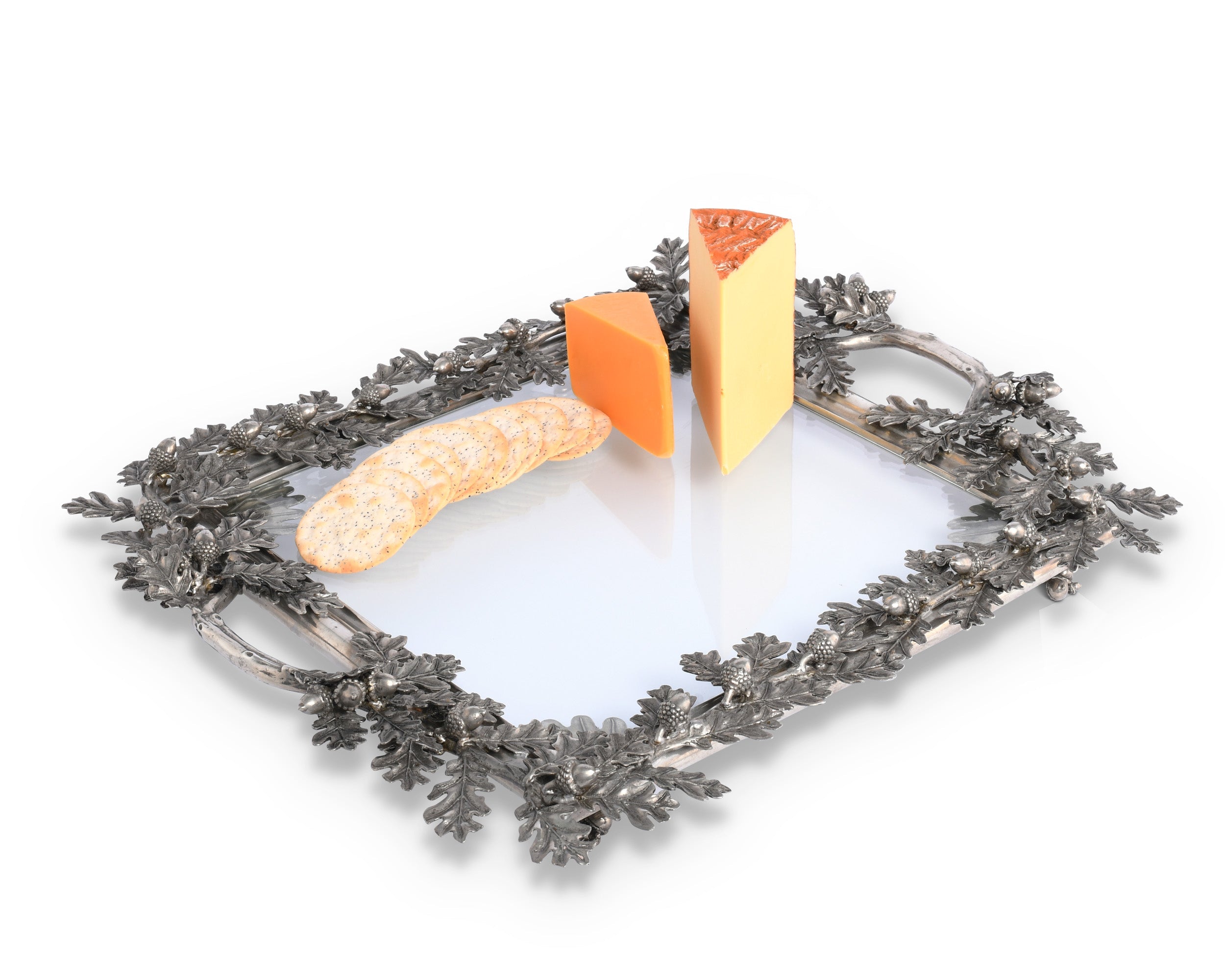 ACORN OAK & LEAF SQUARE GLASS TRAY