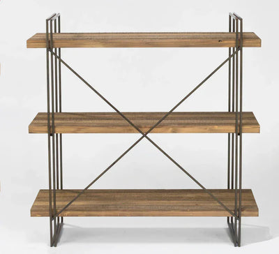 Large 3-Metal and Wood Bookcase and Display Unit