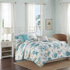 Pebble Beach 6 Piece Cotton Sateen Reversible Coverlet Set - Aqua