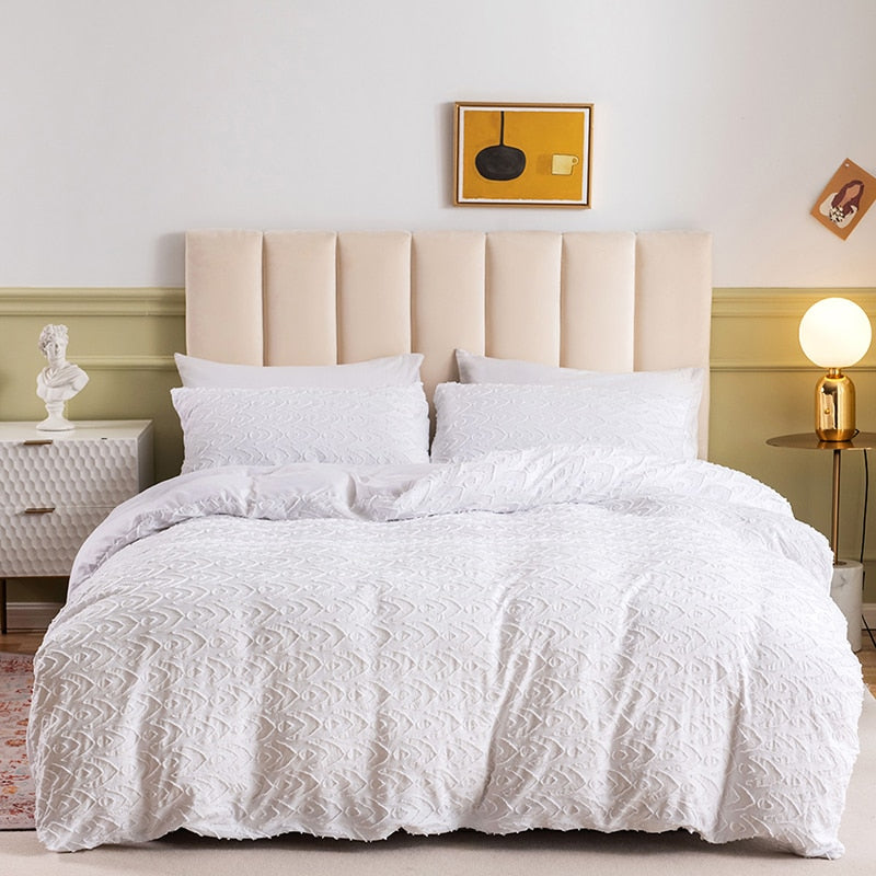 Nordic Style Cut Flowers White Duvet Cover Set Soft Comfortable King Size Bedding Set Queen Twin Solid Home Comforter Covers