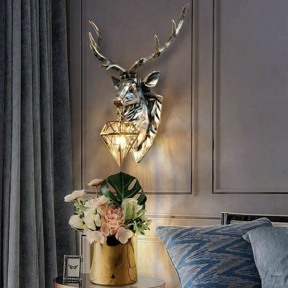 Large Size Deer Led Wall Lamp Vintage Antlers Wall Sconce Light Fixtures Bedroom Bathroom Mirror Lights Living Room Home Decor