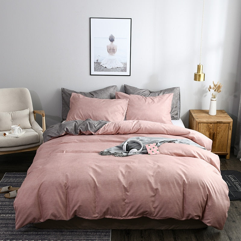 Euro America Plain King Queen Size Bedding Set Twin Full AB Double-sided Design Bedding Sets Single Double Bed Duvet Cover Set