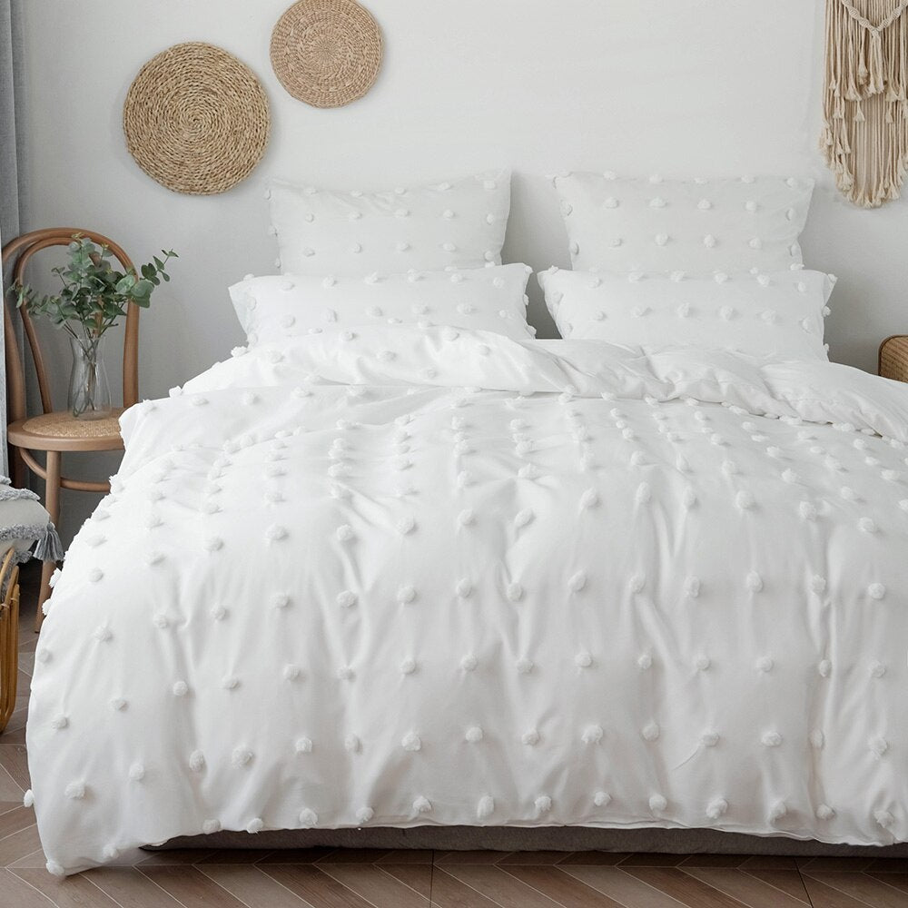 White Duvet Cover Bedding Set Twin Queen King Size 240x220 Nordic Bed Cover 135 Euro Bed Linen 2 Bedrooms Ball Bedclothe 200x200