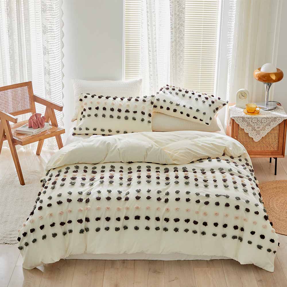 White Duvet Cover Bedding Set Twin Queen King Size 240x220 Nordic Bed Cover 135 Euro Bed Linen 2 Bedrooms Ball Bedclothe 200x200