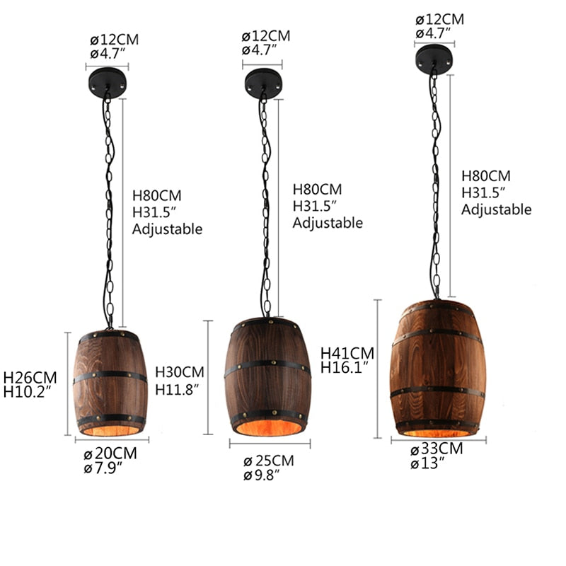 Ceiling Barrel Lamp Wood Wine Barrel Hanging Fixture Pendant Lighting Suitable For Bar Cafe Lights Atomasphere Restaurant Lamp