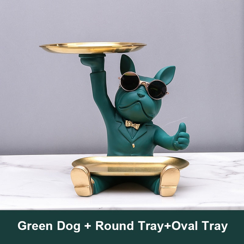 French Bulldog Decoration,Decorative Trays,Home Room Table Decoration Accessories,Resin Dog Statue Desk Decor,Animal Figurines