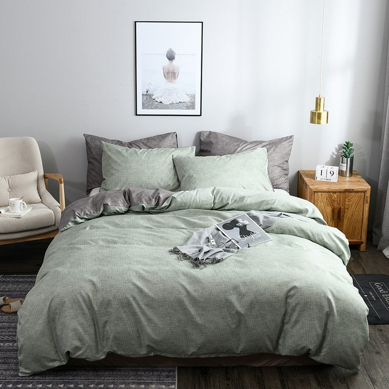Euro America Plain King Queen Size Bedding Set Twin Full AB Double-sided Design Bedding Sets Single Double Bed Duvet Cover Set