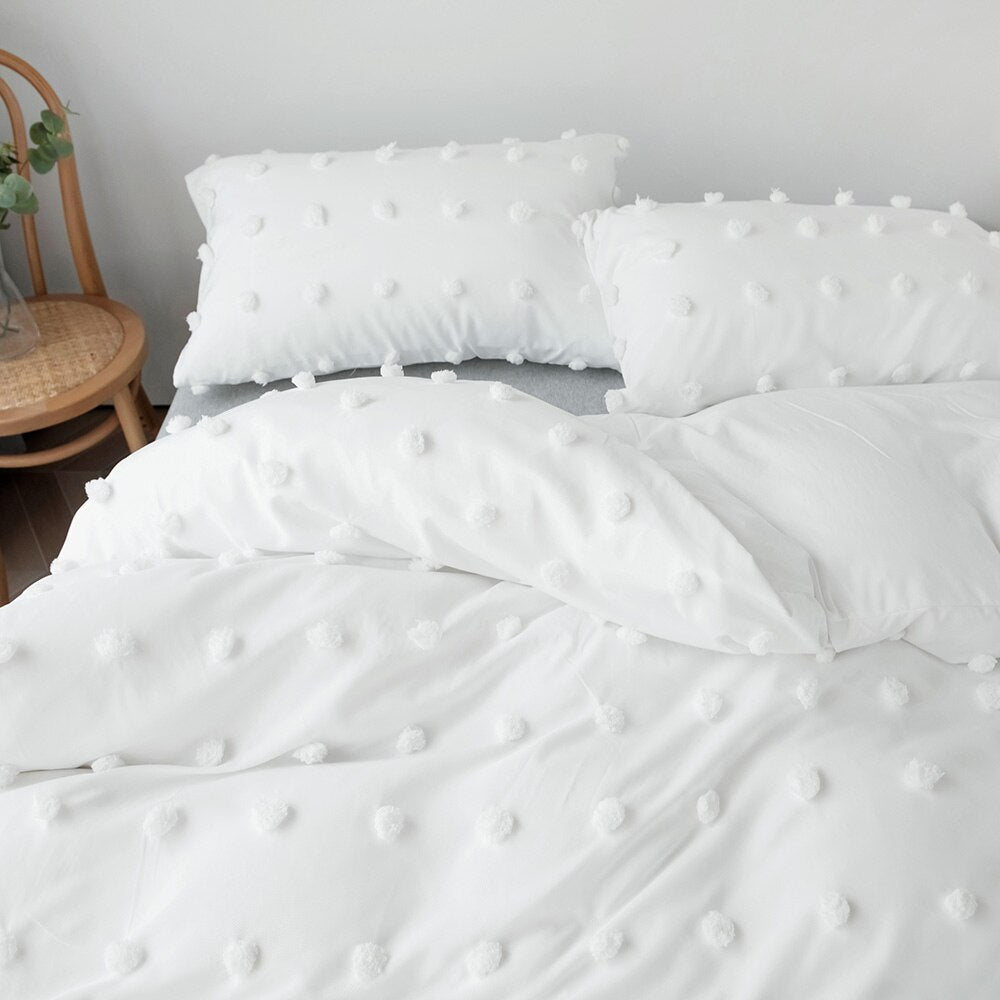 White Duvet Cover Bedding Set Twin Queen King Size 240x220 Nordic Bed Cover 135 Euro Bed Linen 2 Bedrooms Ball Bedclothe 200x200