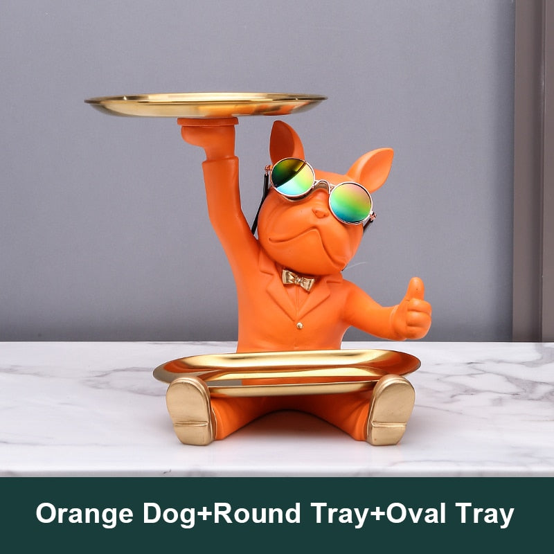 French Bulldog Decoration,Decorative Trays,Home Room Table Decoration Accessories,Resin Dog Statue Desk Decor,Animal Figurines