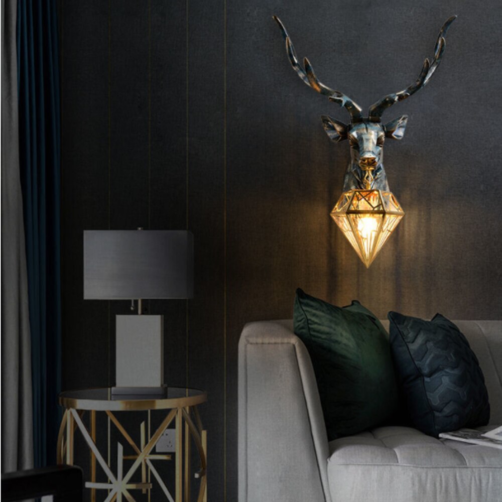 Large Size Deer Led Wall Lamp Vintage Antlers Wall Sconce Light Fixtures Bedroom Bathroom Mirror Lights Living Room Home Decor