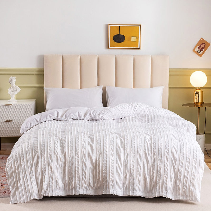 Nordic Style Cut Flowers White Duvet Cover Set Soft Comfortable King Size Bedding Set Queen Twin Solid Home Comforter Covers