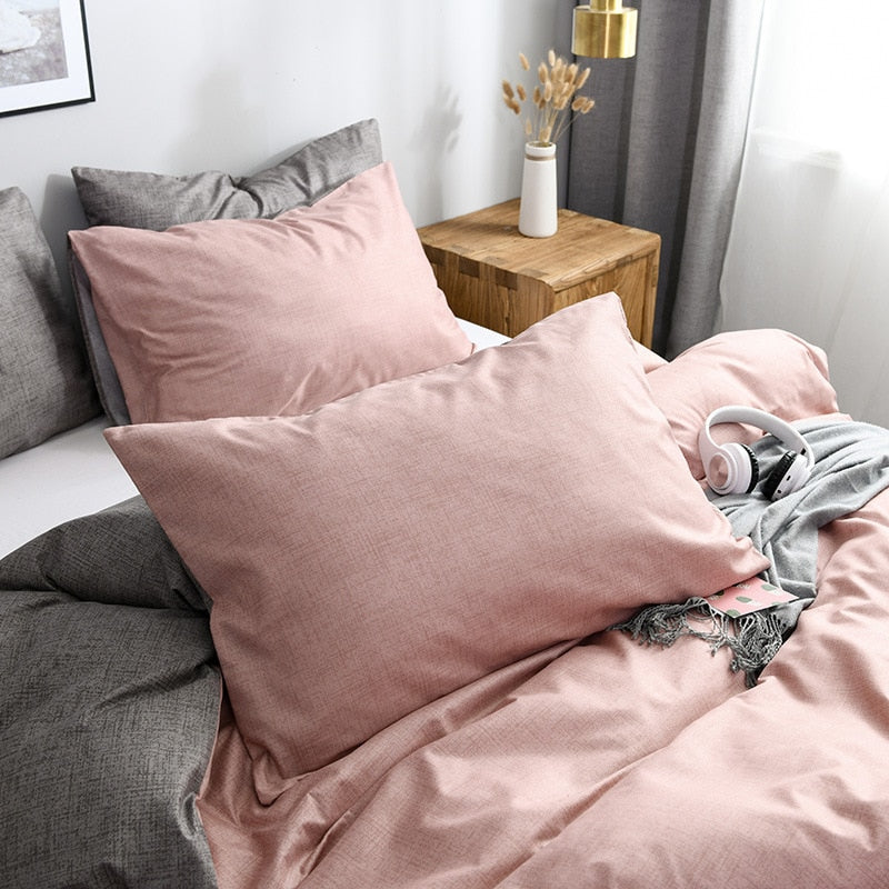 Euro America Plain King Queen Size Bedding Set Twin Full AB Double-sided Design Bedding Sets Single Double Bed Duvet Cover Set