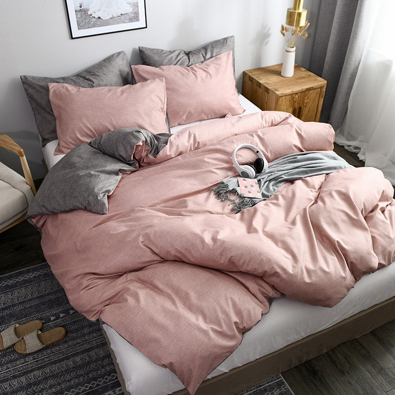 Euro America Plain King Queen Size Bedding Set Twin Full AB Double-sided Design Bedding Sets Single Double Bed Duvet Cover Set