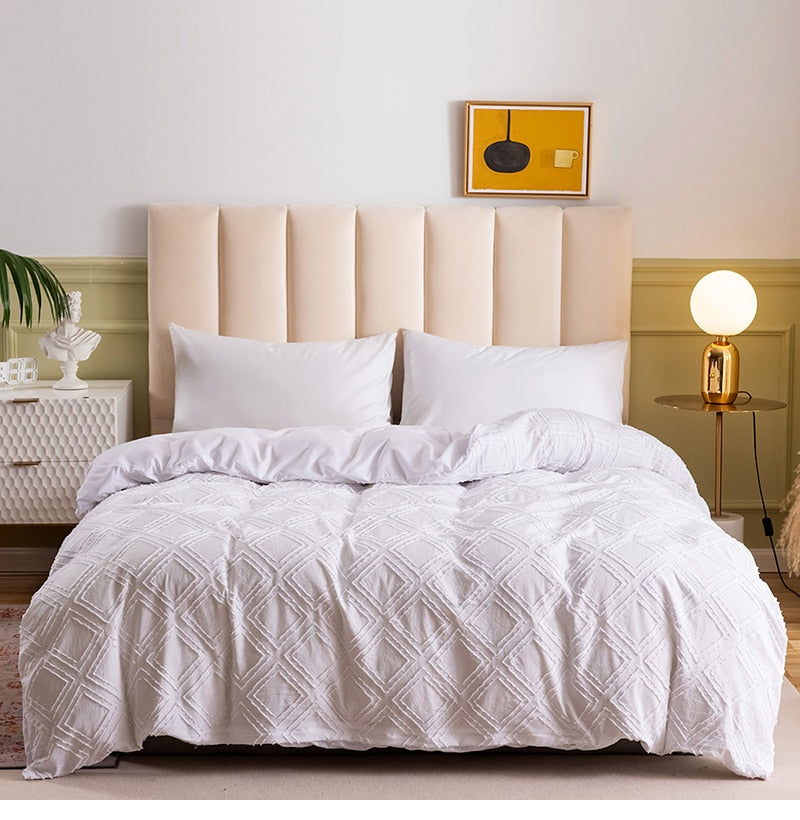 Nordic Style Cut Flowers White Duvet Cover Set Soft Comfortable King Size Bedding Set Queen Twin Solid Home Comforter Covers