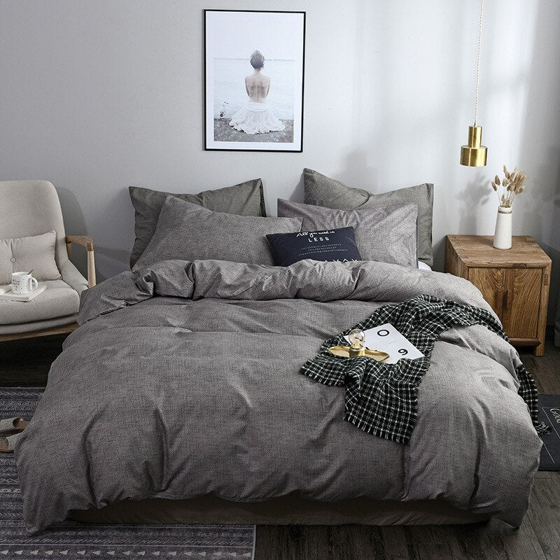 Euro America Plain King Queen Size Bedding Set Twin Full AB Double-sided Design Bedding Sets Single Double Bed Duvet Cover Set