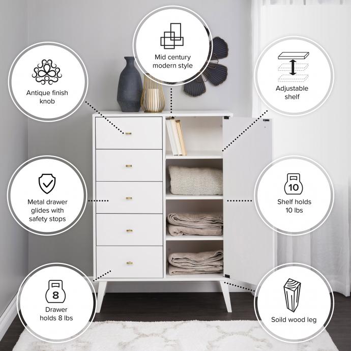 Milo 5-drawer Chest with Door