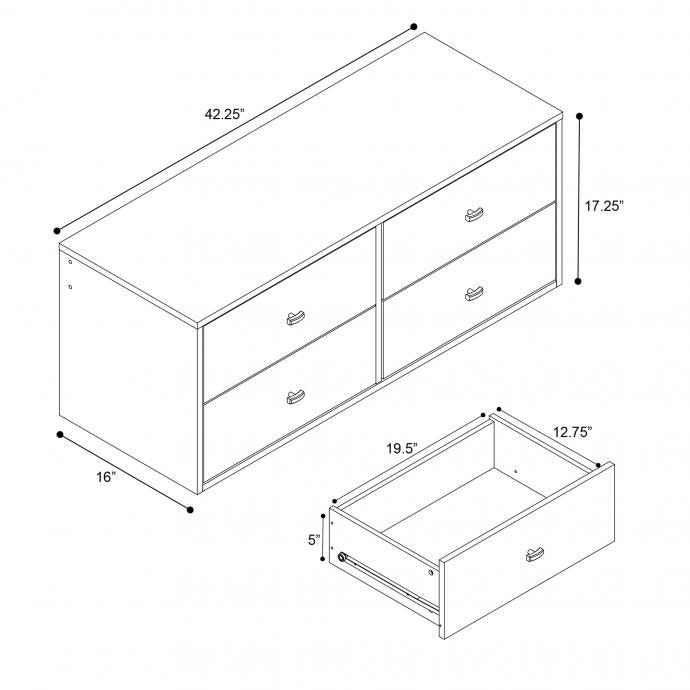 Hanging 4-drawer Dresser - White