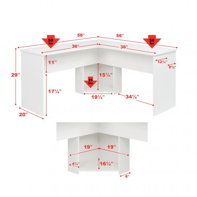 L-shaped Desk - White