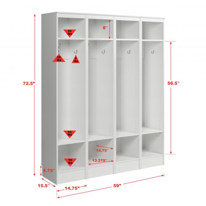 72.5”H Narrow Hall Tree Entryway Organizer - Set of 4