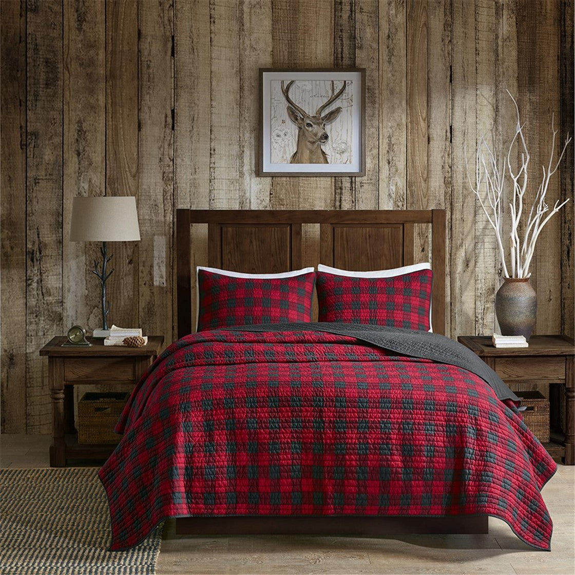 Check Oversized Quilt Mini Set - Red