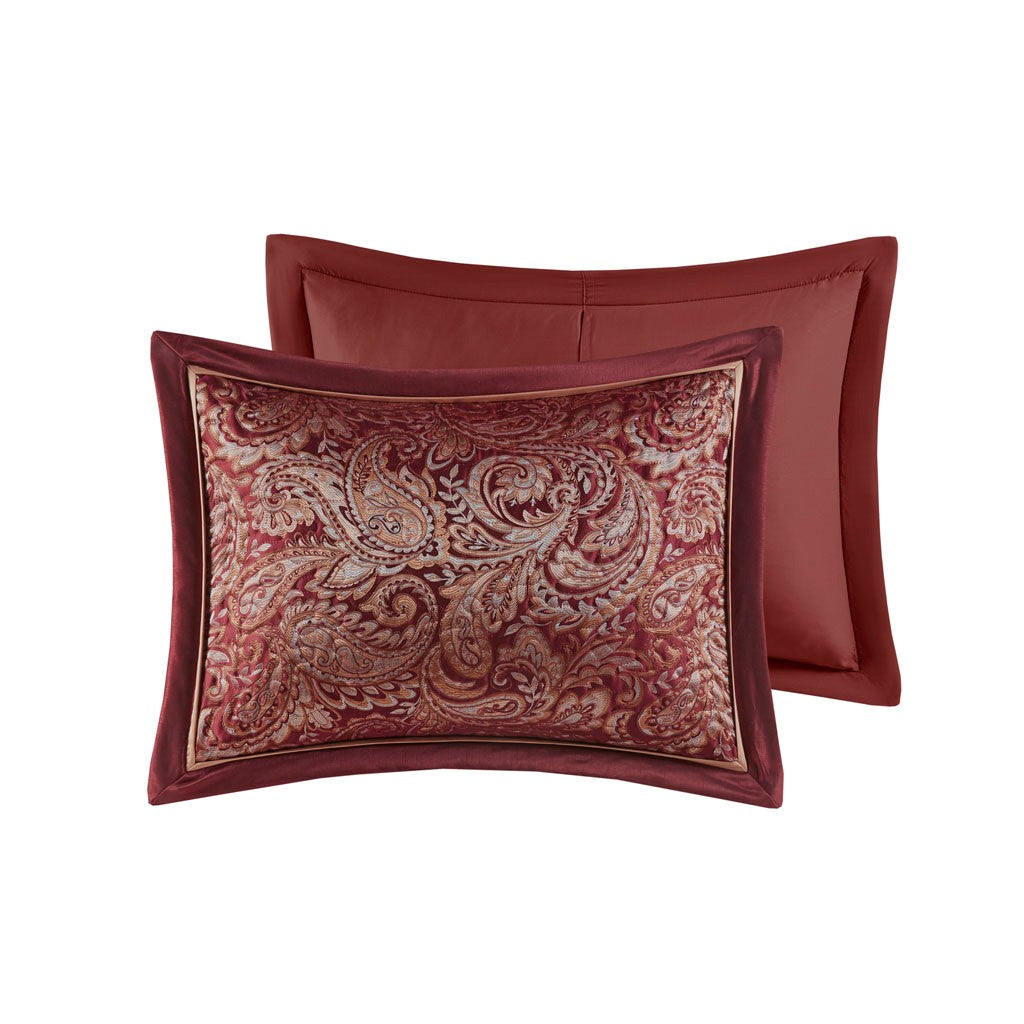 Aubrey 5 Piece Reversible Jacquard Bedspread Set in Burgundy