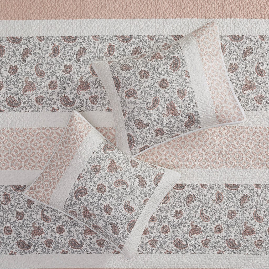 Dawn 6 Piece Cotton Percale Reversible Coverlet Set - Blush