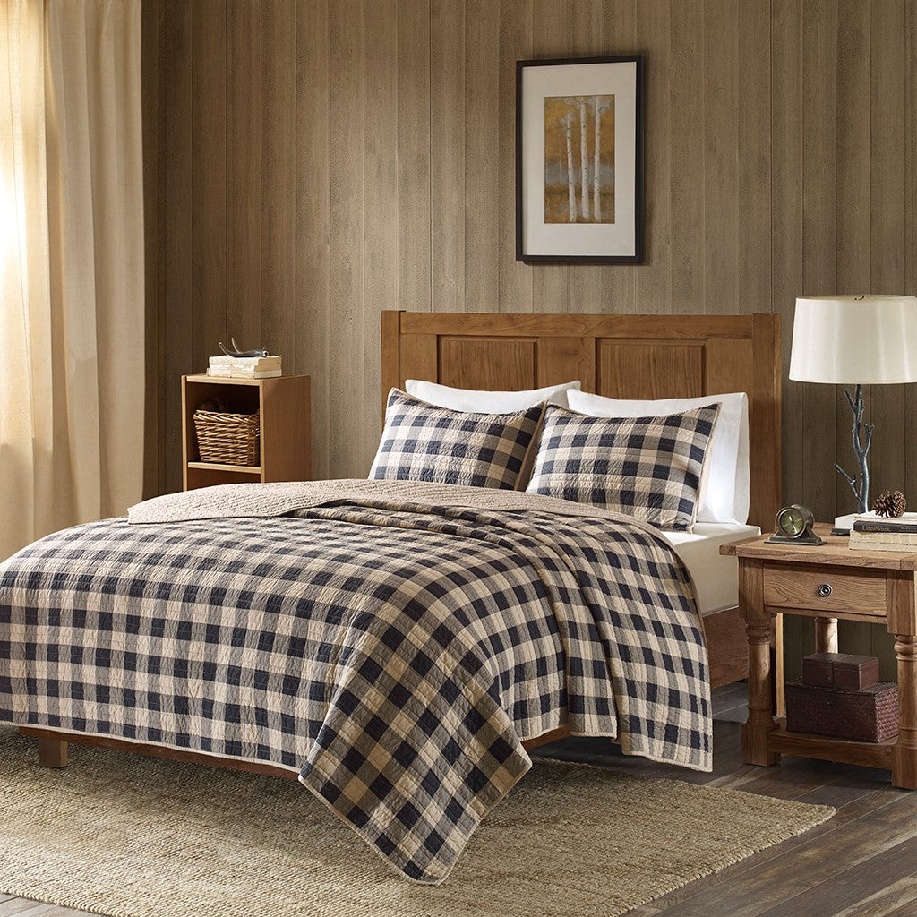 Check Oversized Quilt Mini Set - Tan
