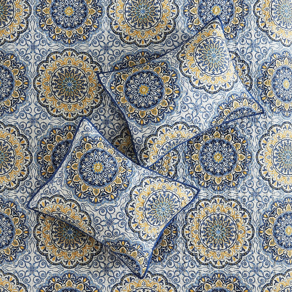 Tangiers 6 Piece Reversible Coverlet Set - Blue