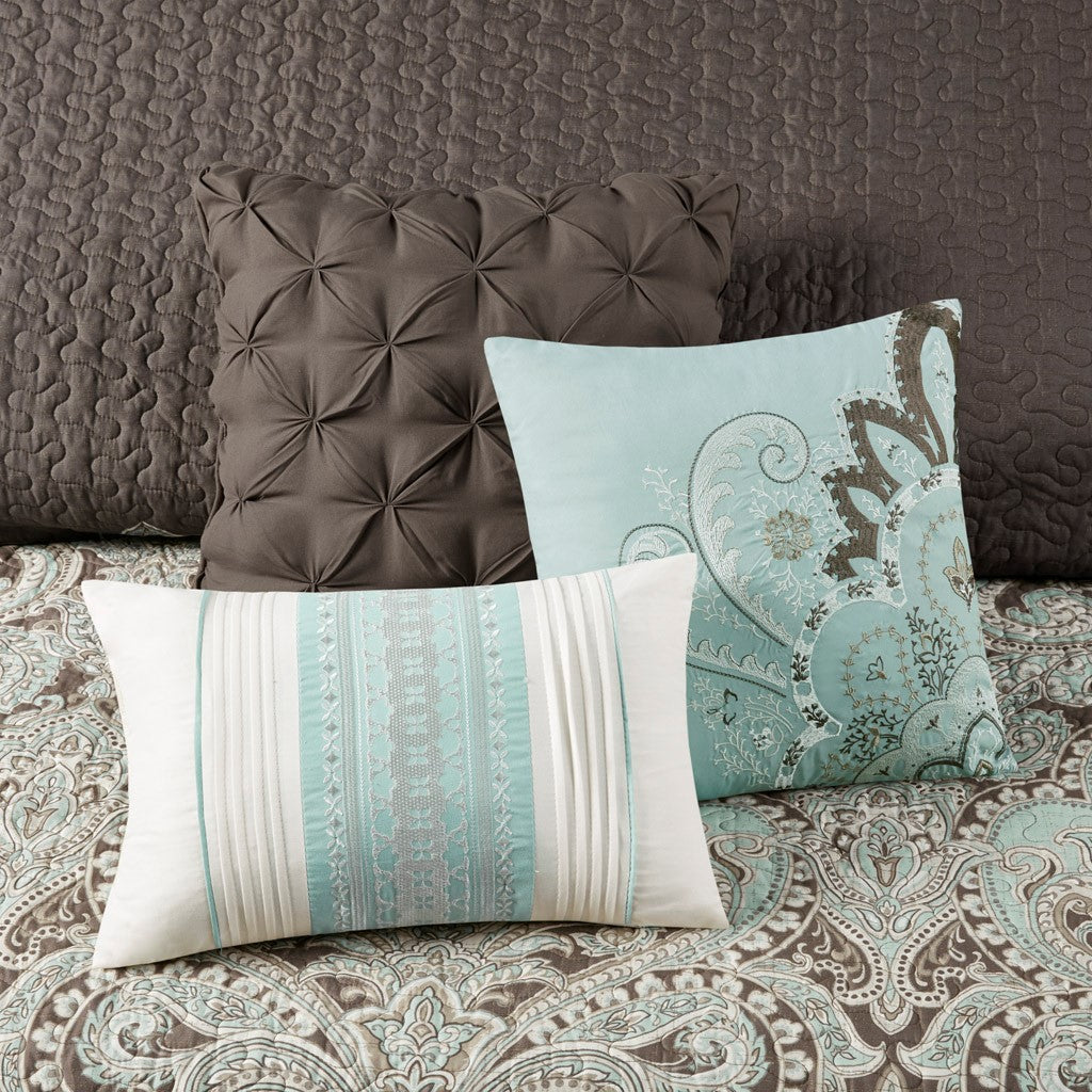 Geneva 6 Piece Reversible Coverlet Set - Brown