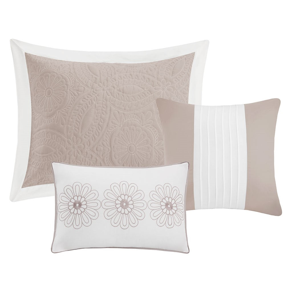 Ashbury 5 Piece Reversible Bedspread Set - Khaki