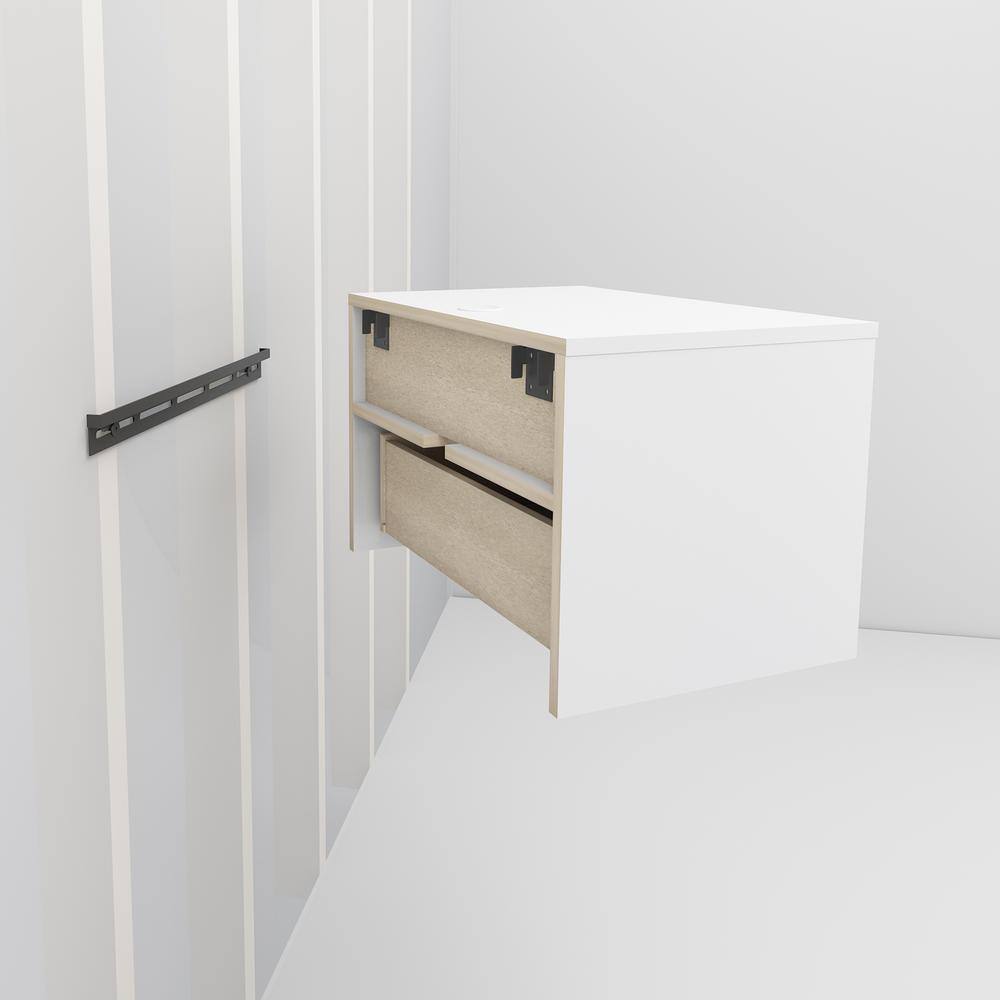 Hanging 2-Piece White 1-Drawer Nightstand Bedroom Set