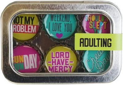 Adulting Bottle Cap Magnets - Set of 6
