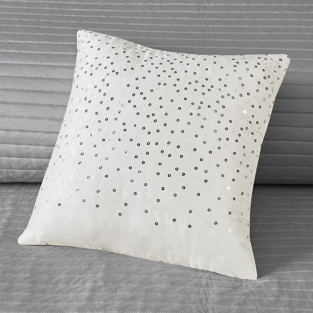 Rhapsody 6 Piece Reversible Jacquard Quilt Set with Throw Pillows in Navy