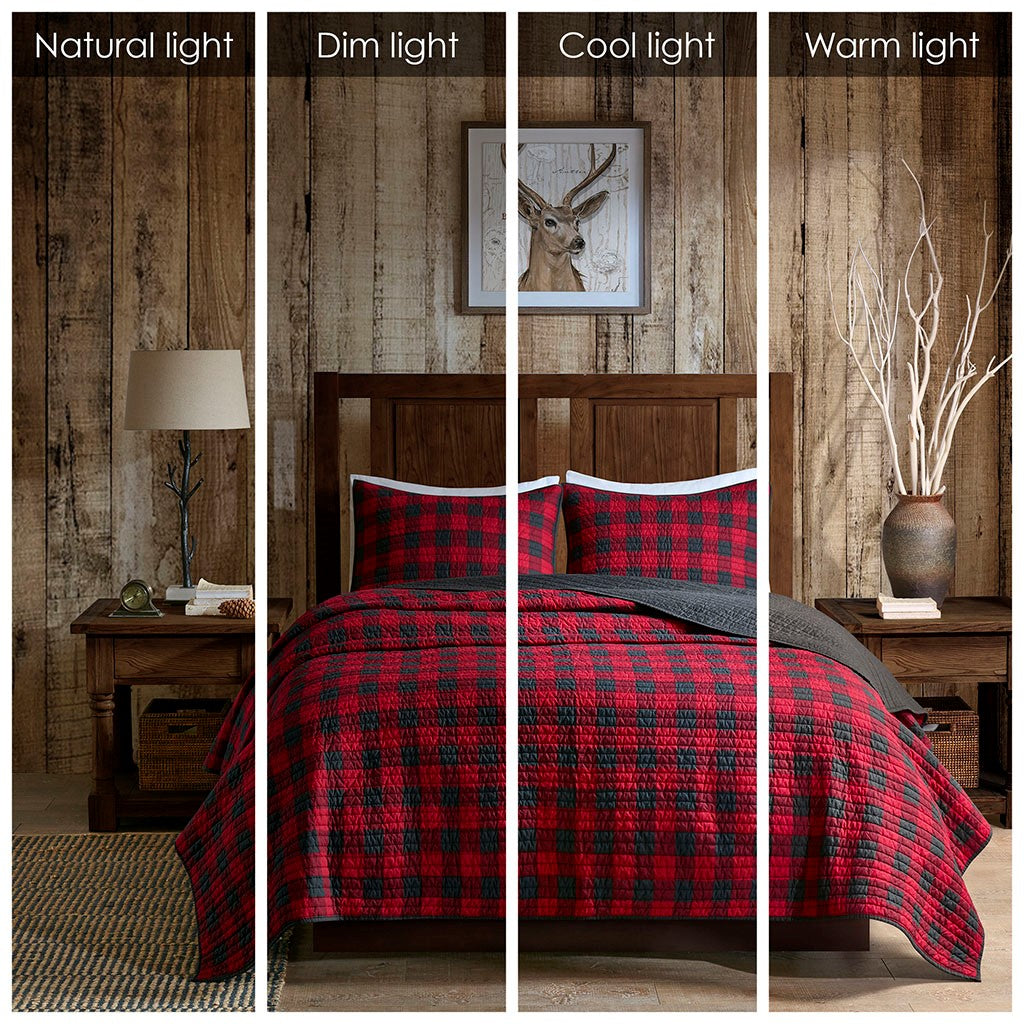 Check Oversized Quilt Mini Set - Red