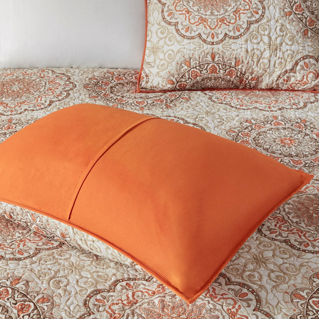 Tangiers 6 Piece Reversible Coverlet Set - Orange