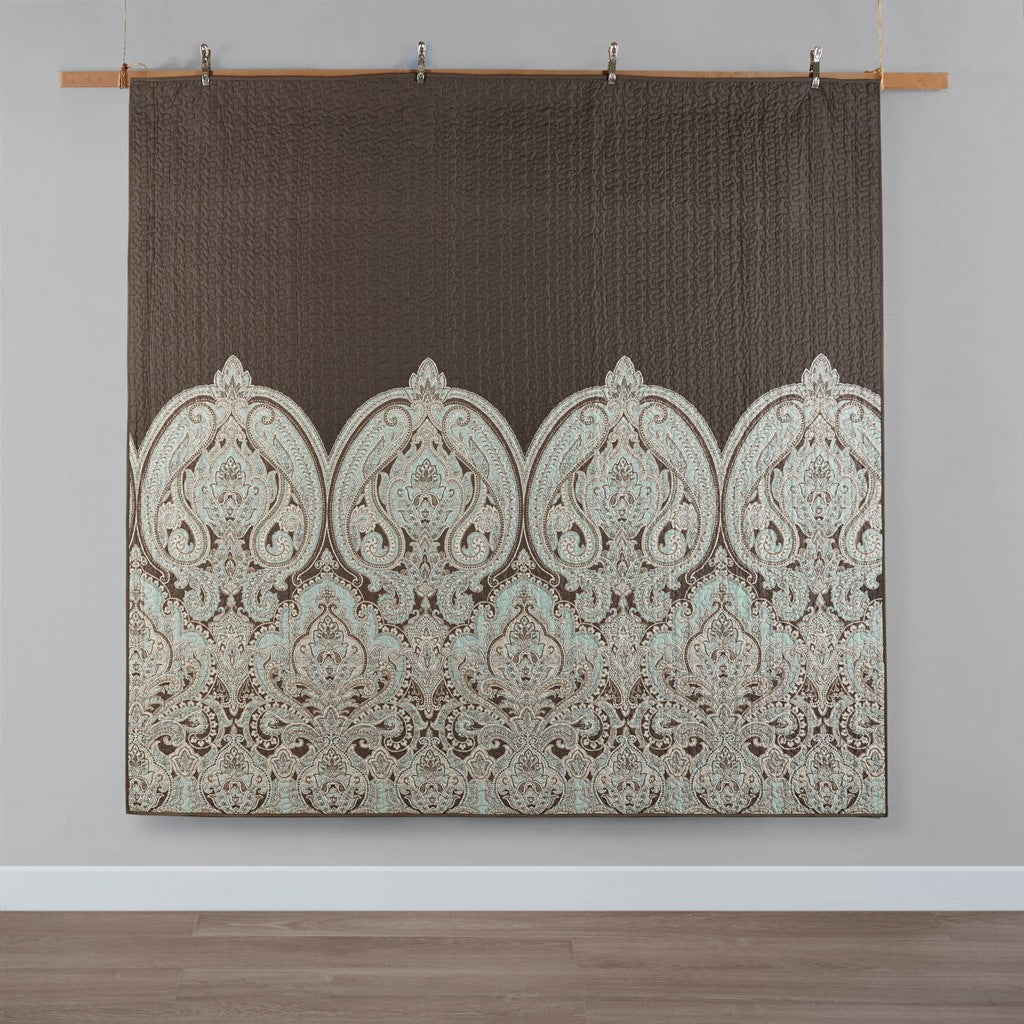 Geneva 6 Piece Reversible Coverlet Set - Brown