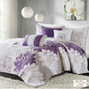 Lola 6 Piece Reversible Cotton Printed Coverlet Set - Purple
