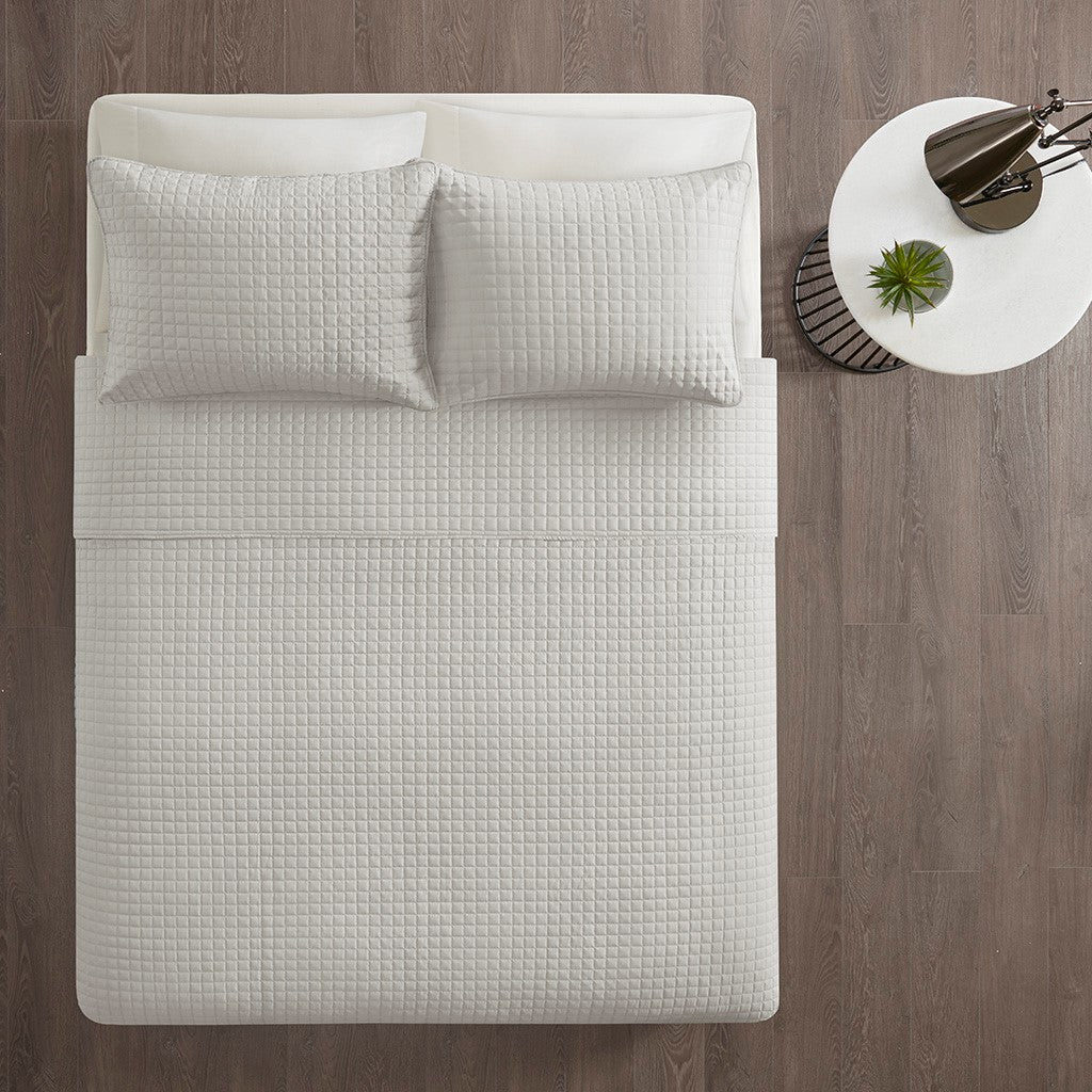 Otto 3 Piece Reversible Quilt Set - Grey