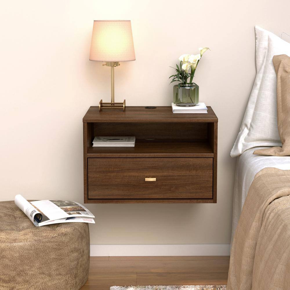 Hanging 2-Piece White 1-Drawer Nightstand Bedroom Set