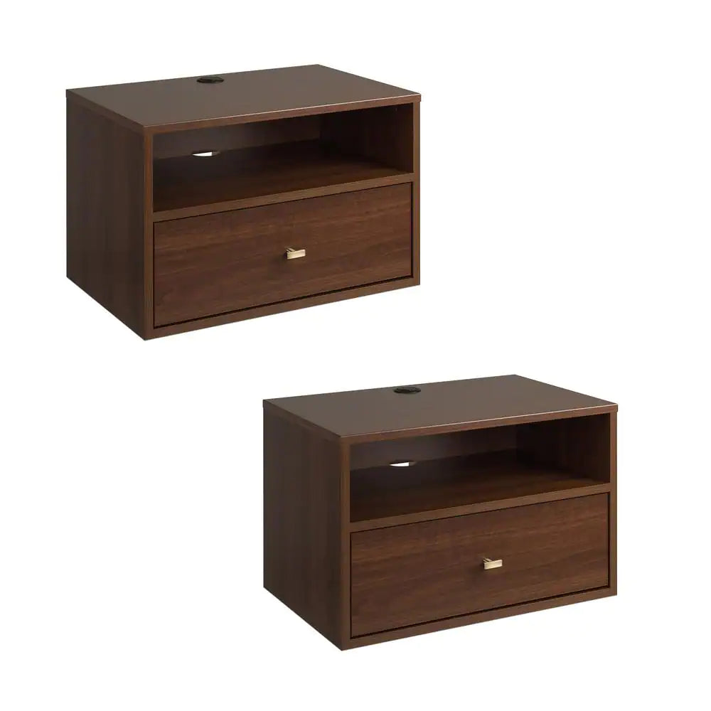 Hanging 2-Piece White 1-Drawer Nightstand Bedroom Set