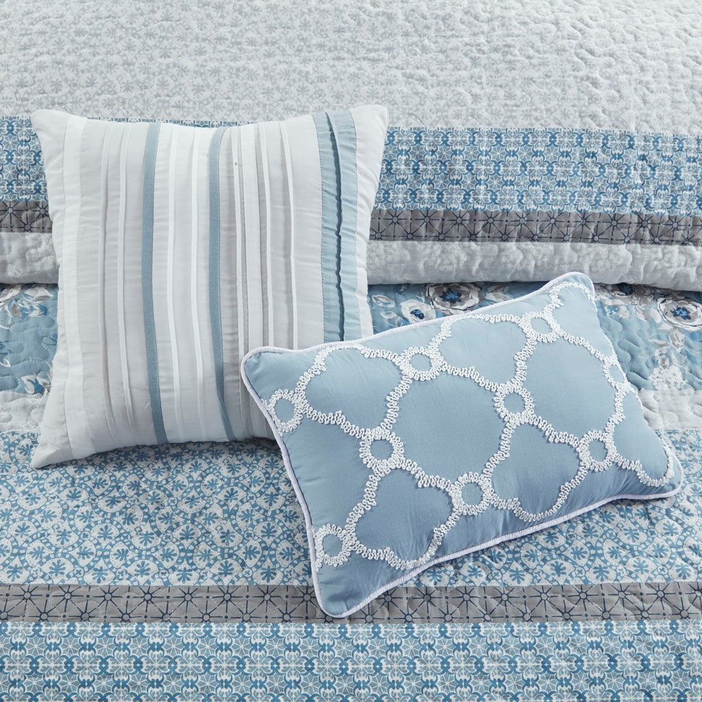 Willa 6 Piece Reversible Coverlet Set - Blue