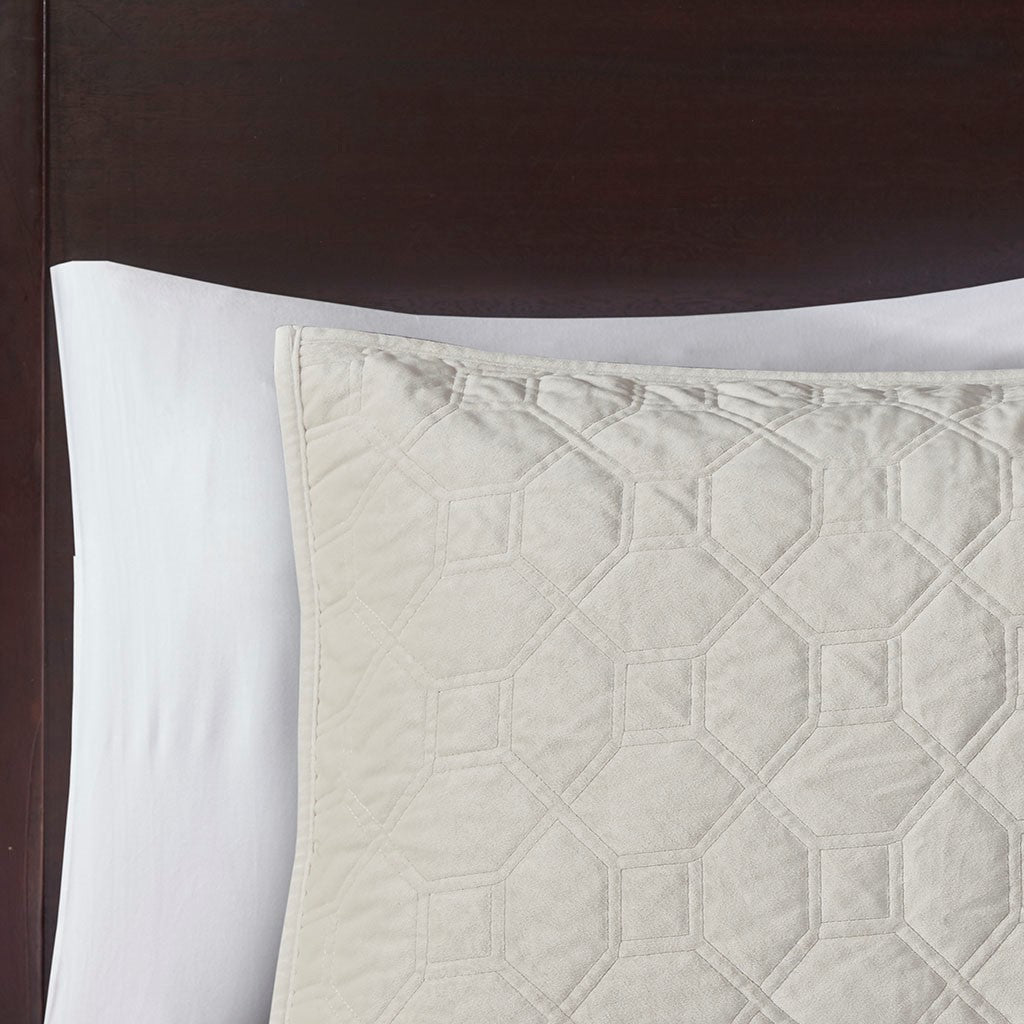 Harper Velvet 3 Piece Coverlet Set - Ivory