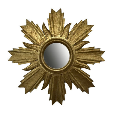 Hand Carved Wood Excelsior Wall Mirror-Gold Foil Finish