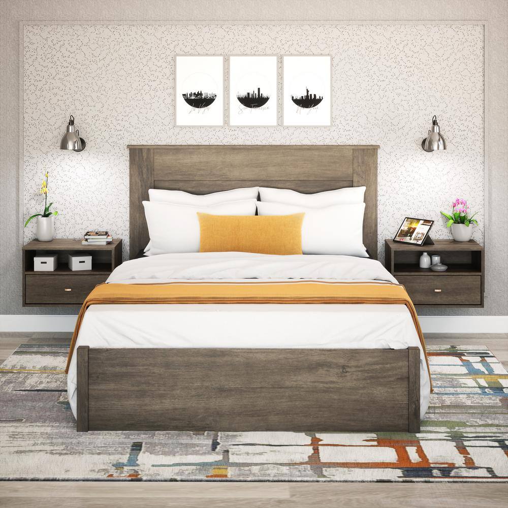 Hanging 2-Piece White 1-Drawer Nightstand Bedroom Set