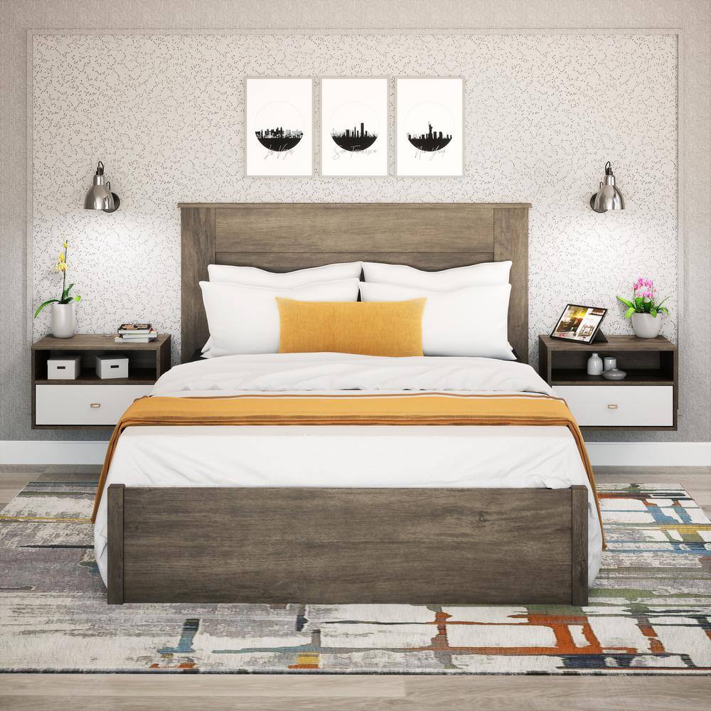 Hanging 2-Piece White 1-Drawer Nightstand Bedroom Set