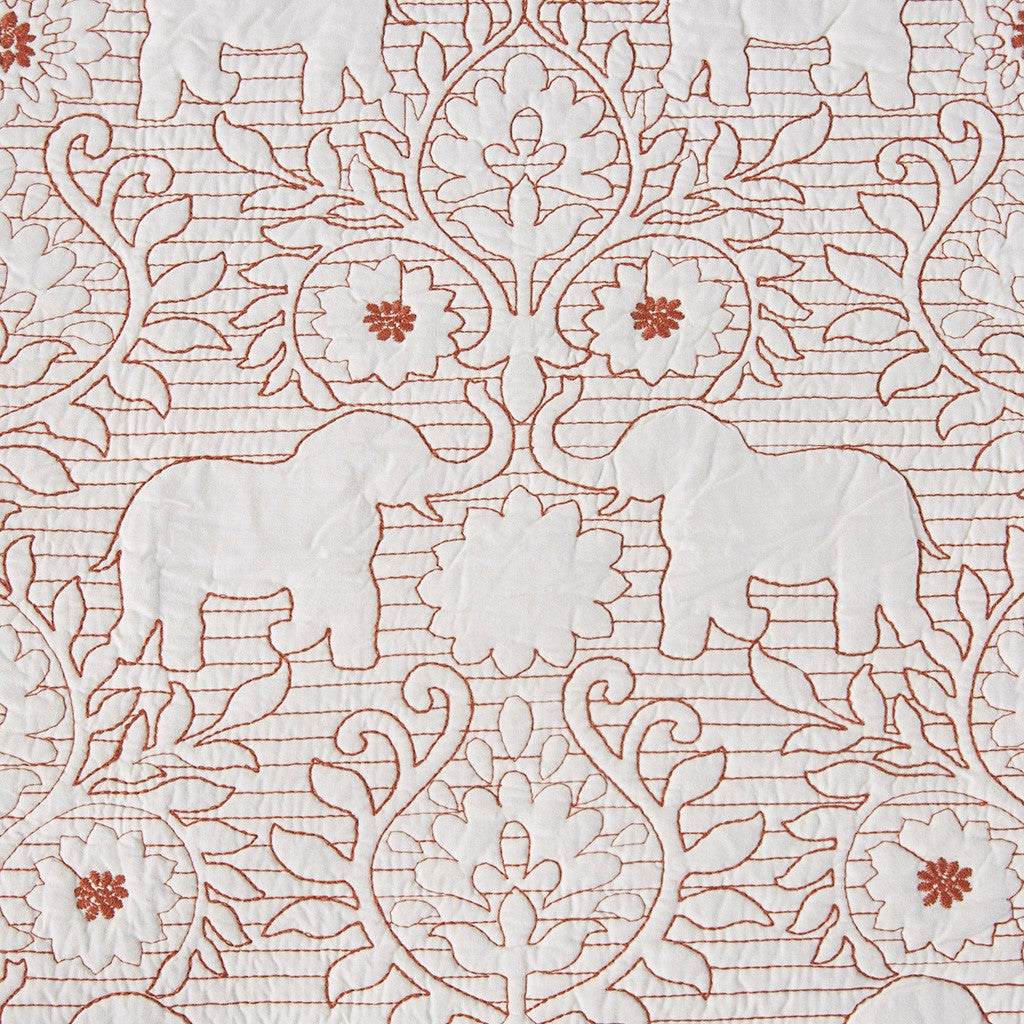 Kandula 3 Piece Reversible Cotton Quilt Set in Coral