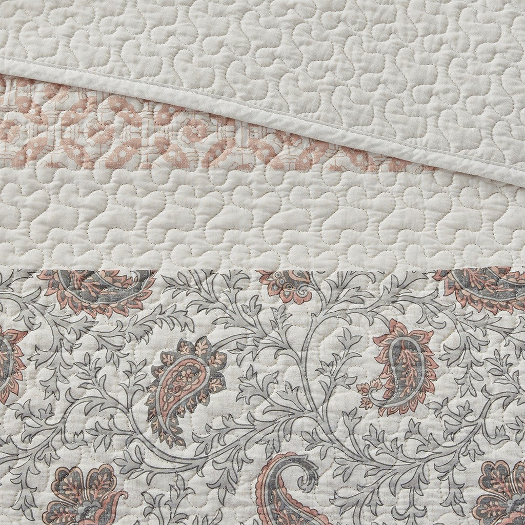 Dawn 6 Piece Cotton Percale Reversible Coverlet Set - Blush