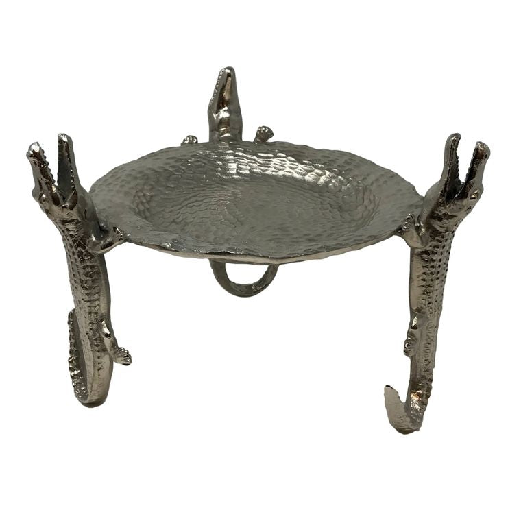 Polished Cast Aluminum 3 Alligator Serving Tray/Centerpiece
