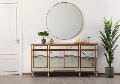72 inch Mirrored Credenza in gold