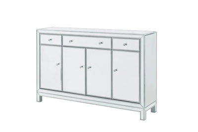 Buffet Cabinet 3 drawers 4 doors 56in. W x 13in. D x 36in. H in antique silver paint